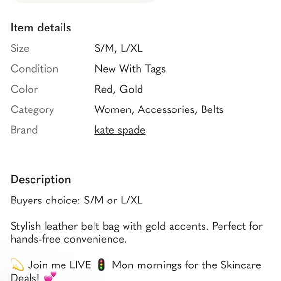 NWT KATE ♠️ SPADE Deep Lipstick Red Leather Belt Bag New Waist pouch bum bag - Picture 4 of 4